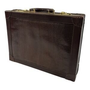 Bally Brown Teju Lizard Mens Briefcase 16X13X4 Rare Excellent